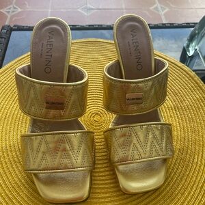 Valentino Gold Women's Slide Sandals